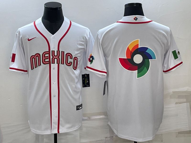 Men 2023 World Cub Mexico Blank White Nike MLB Jersey2->more jerseys->MLB Jersey
